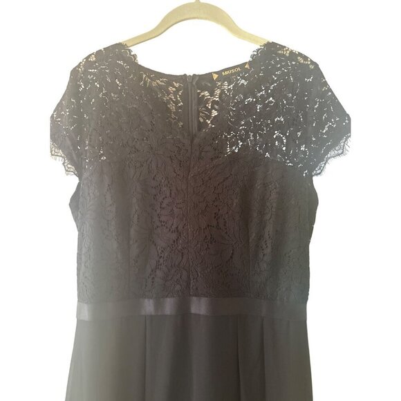 Miusol Long Black Lace Bodice Full Skirt Formal Dress Size Large - Picture 2 of 7